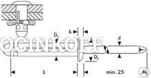 Фото 4,8*20,5 заклепка тяговая для листовых материалов алюминий/алюминий TreRiv