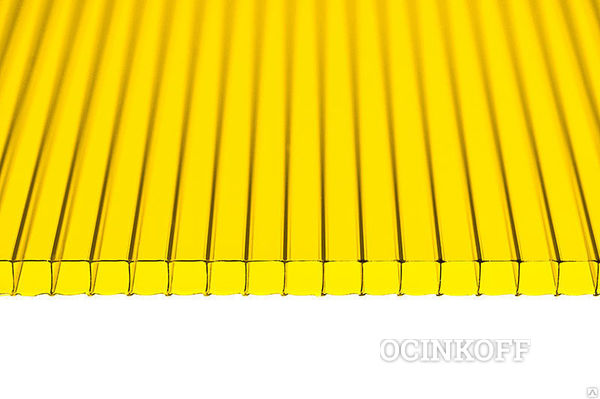 Фото Сотовый поликарбонат 6мм (2,1х6м) желтый Novattro