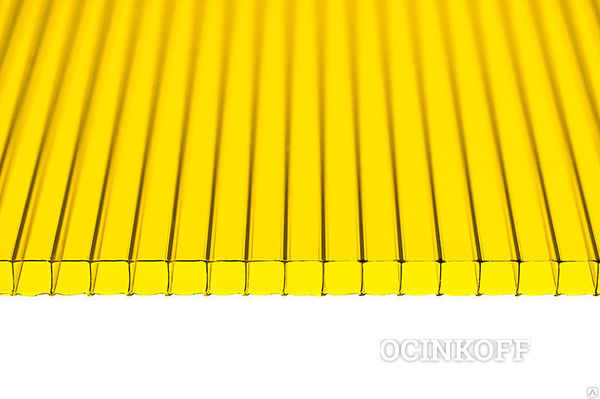 Фото Сотовый поликарбонат (цветной), желтый. 2100 х 6000 х 4 мм.