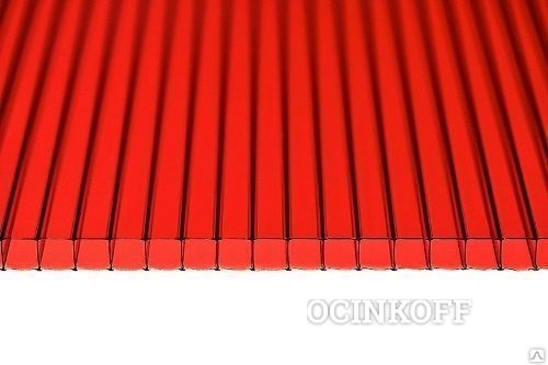 Фото Сотовый поликарбонат 10мм (2,1х6м) красный ЮГ-Ойл-Пласт