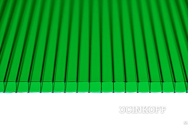 Фото Сотовый поликарбонат Зеленый 6 мм, плотность 0,91