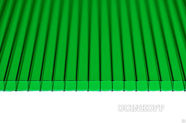Фото Сотовый поликарбонат Зеленый 4 мм, плотность 0,53