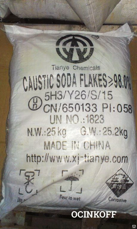 Фото Сода каустическая чешуированная 25 кг, Китай