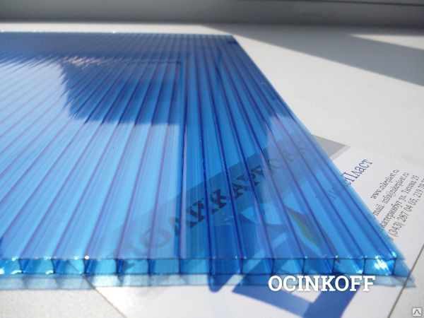 Фото Сотовый поликарбонат, 2,1х6м, s=4мм Ultramarin синий