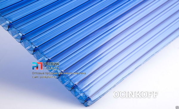 Фото Сотовый поликарбонат 4мм (Berrolux) синий 2,1х12м