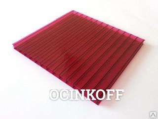 Фото Сотовый поликарбонат 6 мм, цвет бордовый