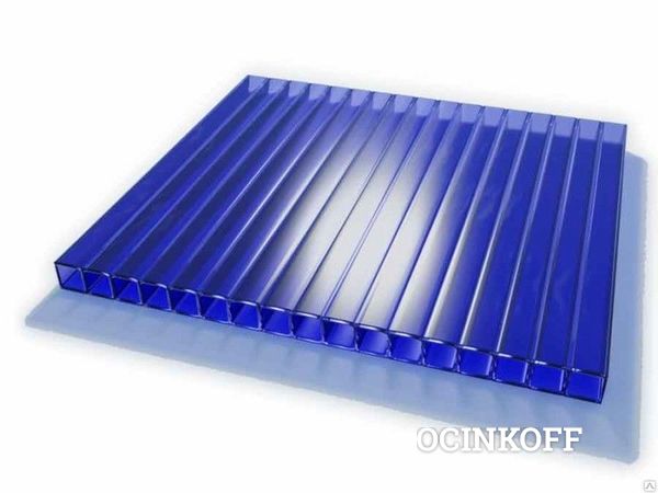 Фото Сотовый поликарбонат 8 мм синий Novattro 2,1x6 м (12,6 кв,м), лист