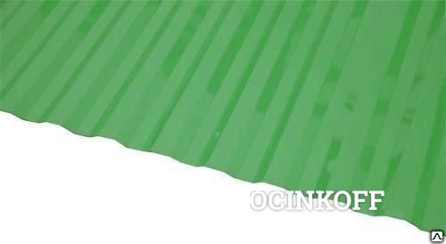 Фото Поликарбонат кровельный монолитный 0.8 мм трапеция (зеленый матовый)
