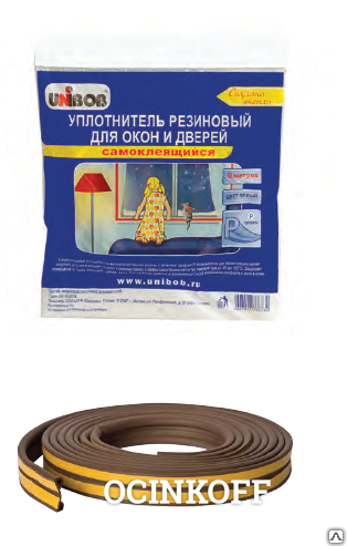 Фото Уплотнитель резиновый самоклеящийся UNIBOB, 6 м, профиль «E», коричневый