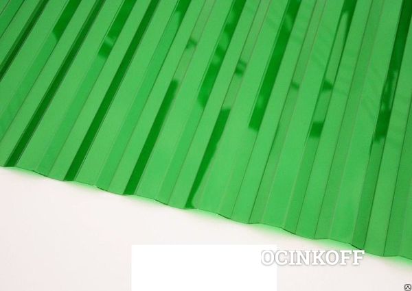 Фото Поликарбонат кровельный монолитный 0.8 мм трапеция (зеленый)