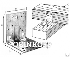 Фото Уголок 70*70*55*2,0 крепежный усиленный цинк