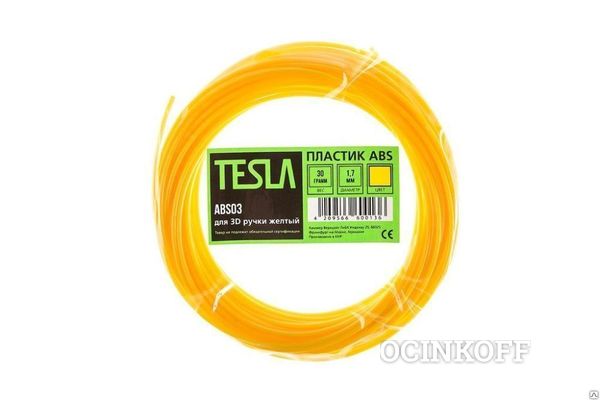 Фото АБС пластик ABS TESLA ABS03 для 3D ручки жёлтый 10м