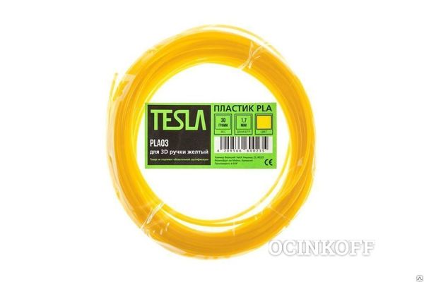 Фото АБС пластик PLA TESLA PLA03 для 3D ручки жёлтый 10м