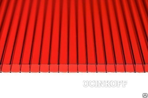 Фото Сотовый поликарбонат Красный 25 мм, плотность 3,5.