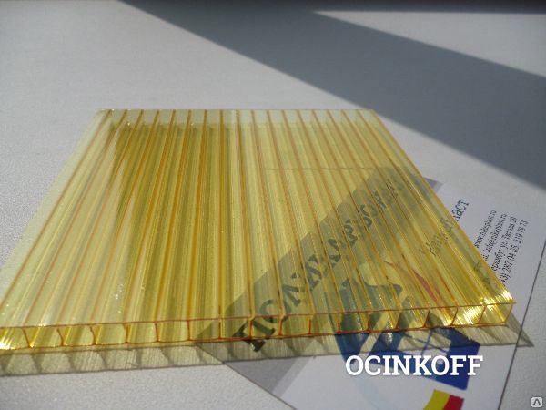 Фото Сотовый поликарбонат, 2,1х6м, s=10мм Ultramarin желтый