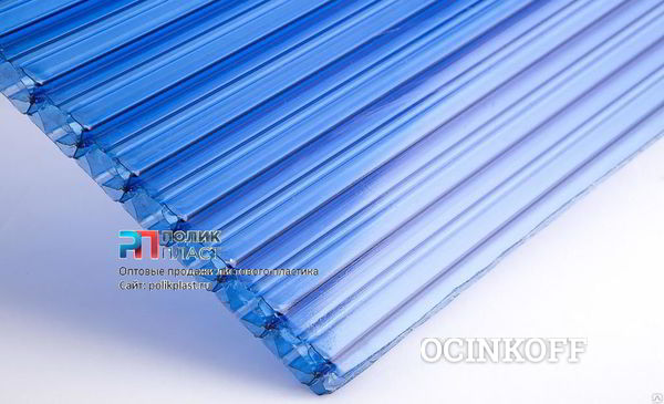 Фото Сотовый поликарбонат 20 мм синий 2,1х12м