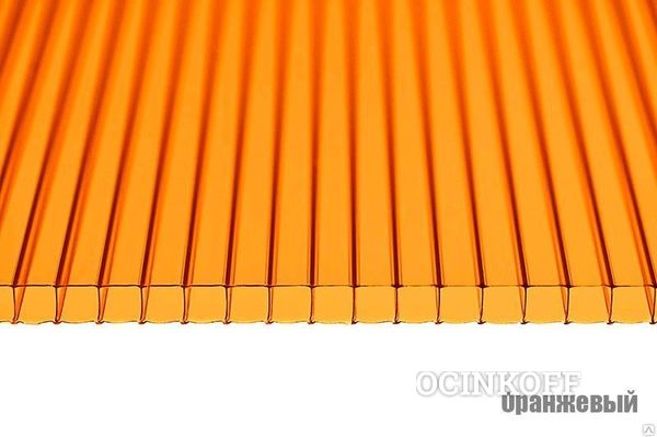 Фото Сотовый поликарбонат 12м 6мм цв. оранжевый