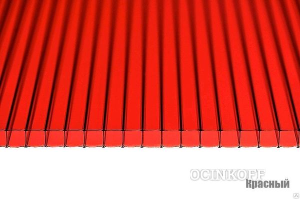 Фото Сотовый поликарбонат 12м 25 мм цв. красный