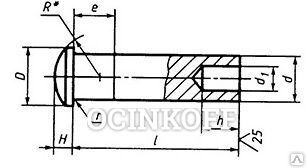 Фото 6*26 заклепка полупустотелая, полукруглая голова, сталь ГОСТ 12641-80