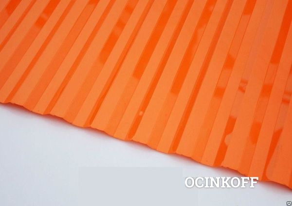 Фото Поликарбонат кровельный монолитный 0.8 мм трапеция (оранжевый)