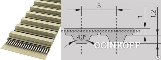 Фото Ремень зубчатый полиуретановый Викель - Профиль Т 5 / 340 - F