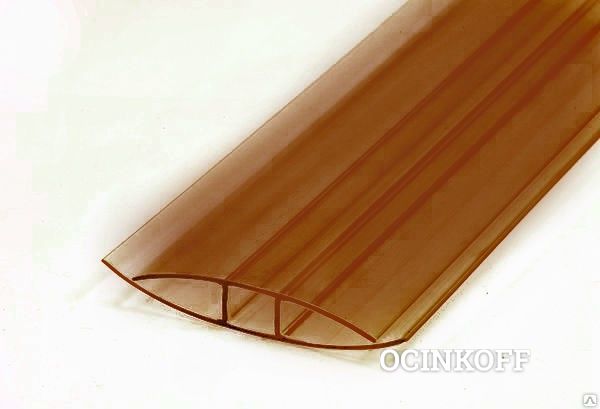 Фото Профиль соединительный неразъемный 6 мм для поликарбоната коричневый
