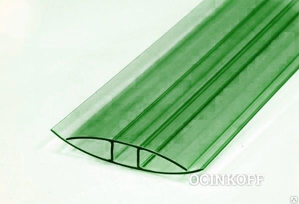Фото Профиль соединительный неразъемный 4 мм для поликарбоната зеленый