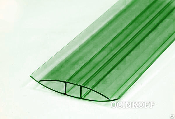 Фото Профиль для поликарбоната соединительный неразъемный зелёный 6 мм/ 6 м.