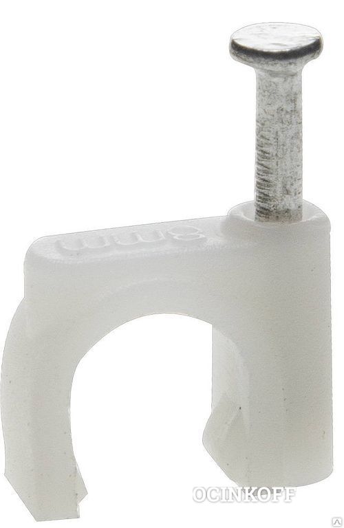 Фото Скоба-держатель для круглого кабеля, с оцинкованным гвоздем, 3мм, 50шт
