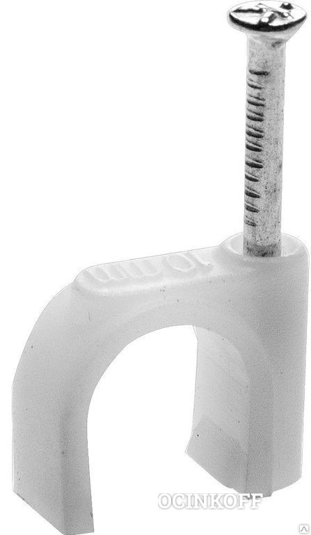Фото Скоба-держатель для круглого кабеля, с оцинкованным гвоздем, 12мм, 60шт