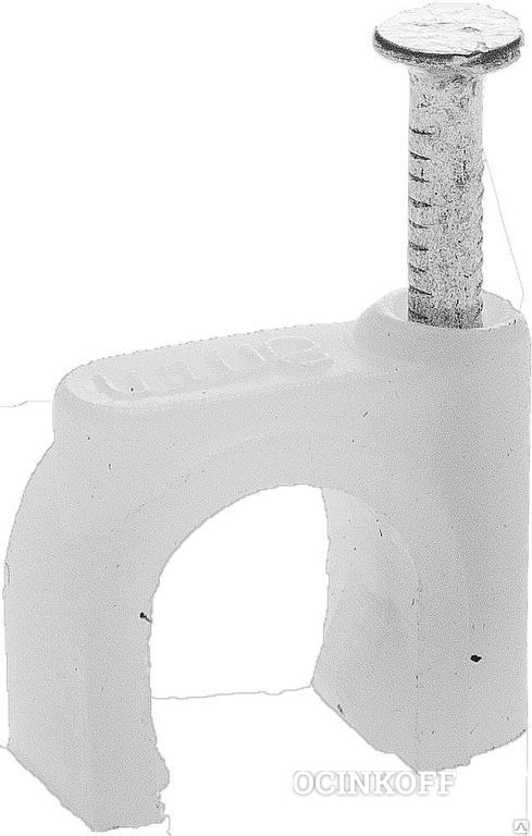 Фото Скоба-держатель для круглого кабеля, с оцинкованным гвоздем, 8мм, 100шт