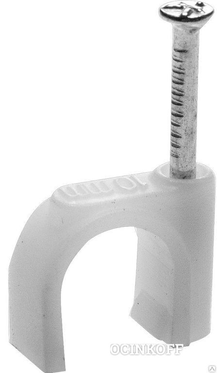Фото Скоба-держатель для круглого кабеля, с оцинкованным гвоздем, 9мм, 80шт