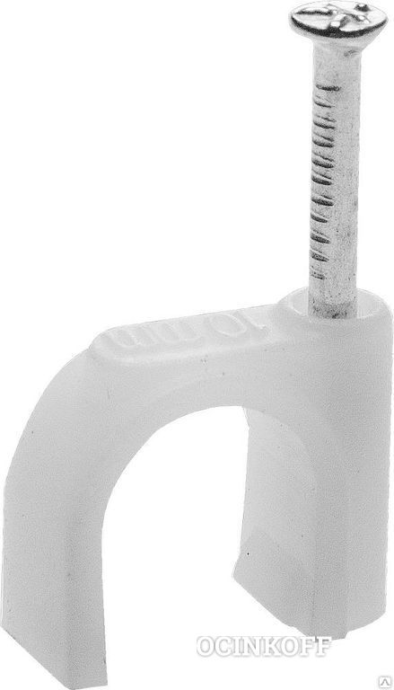 Фото Скоба-держатель для круглого кабеля, с оцинкованным гвоздем, 14мм, 50шт