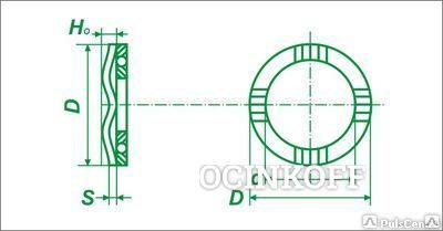Фото Шайба волнистая D/мм - 110,5; d/мм - 98,0; S - 0,7; m - 5; Ho - 4,6