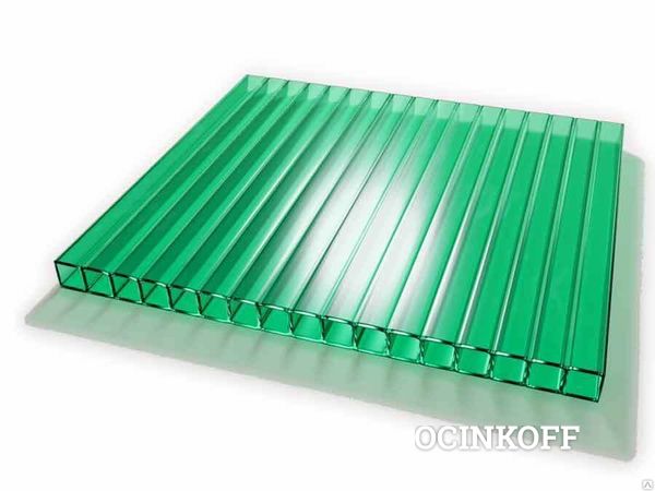 Фото Сотовый поликарбонат 10 мм зеленый Novattro 2,1x12 м (25,2 кв,м), лист