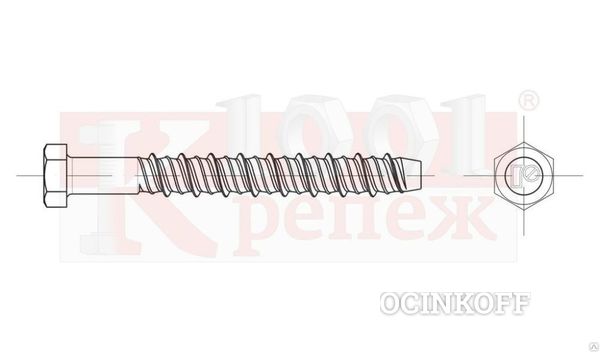Фото R-LX-H-ZP 10х85 Шуруп-анкер с шестигранной головой RAWLPLUG по бетону, арт