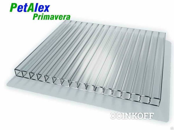 Фото Сотовый поликарбонат в листах PetAlex Primovera 4мм прозрачный0,6 кг/м2,2,1