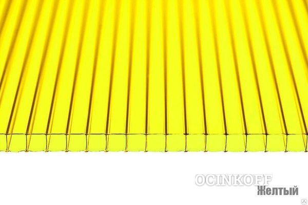 Фото Сотовый поликарбонат 12м 8мм цв. желтый