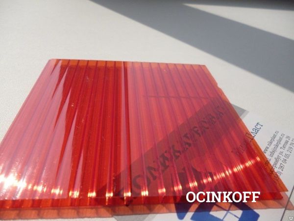 Фото Сотовый поликарбонат Novattro, 2,10х6м, s=16мм, красный