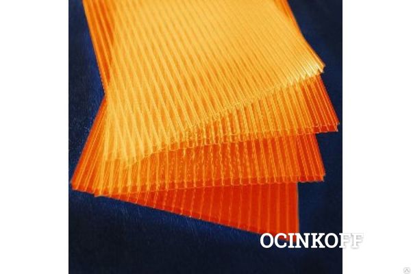 Фото Сотовый поликарбонат Оранжевый 8 мм (2100*6000*8 мм)
