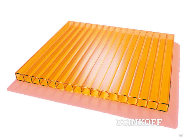 Фото Сотовый поликарбонат в листах PetAlex Primovera 6мм оранжевый 1,0 кг/м2, 2,