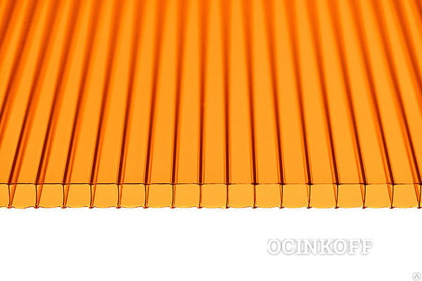Фото Сотовый поликарбонат листовой PetAlex Primavera 8мм оранжевый 1,1 кг/м2, 2,