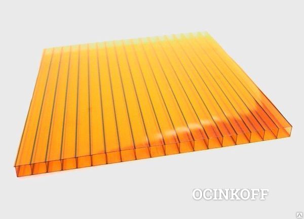 Фото Сотовый поликарбонат Agrolux 8 мм оранжевый 1 кг/м2, 2,1х12м