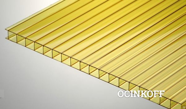Фото Поликарбонат сотовый Премиум, желтый, размеры 2.1х6 м, толщ 8мм
