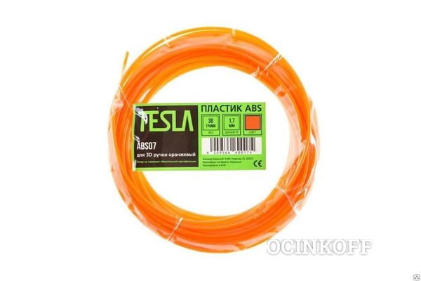 Фото Пластик ABS TESLA ABS07 для 3D ручки оранжевый 10м