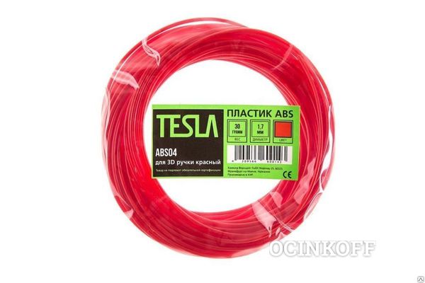 Фото Пластик ABS TESLA ABS04 для 3D ручки красный 10м