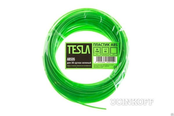 Фото Пластик ABS TESLA ABS05 для 3D ручки зелёный 10м