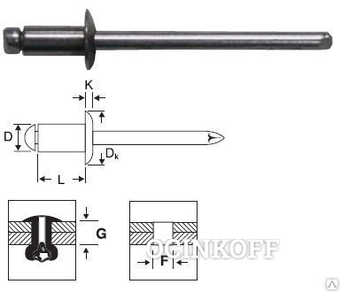 Фото Заклепка нержавеющая сталь/нержавеющая сталь 4,0*10,0