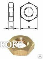 Фото М10 гайка шестигранная низкая с фаской, латунь DIN439
