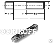 Фото М16*100 шпилька ввинчиваемый конец=1,25d, кл.пр 5.8 DIN 939